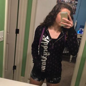 Purple and black zip up hoodie